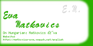 eva matkovics business card